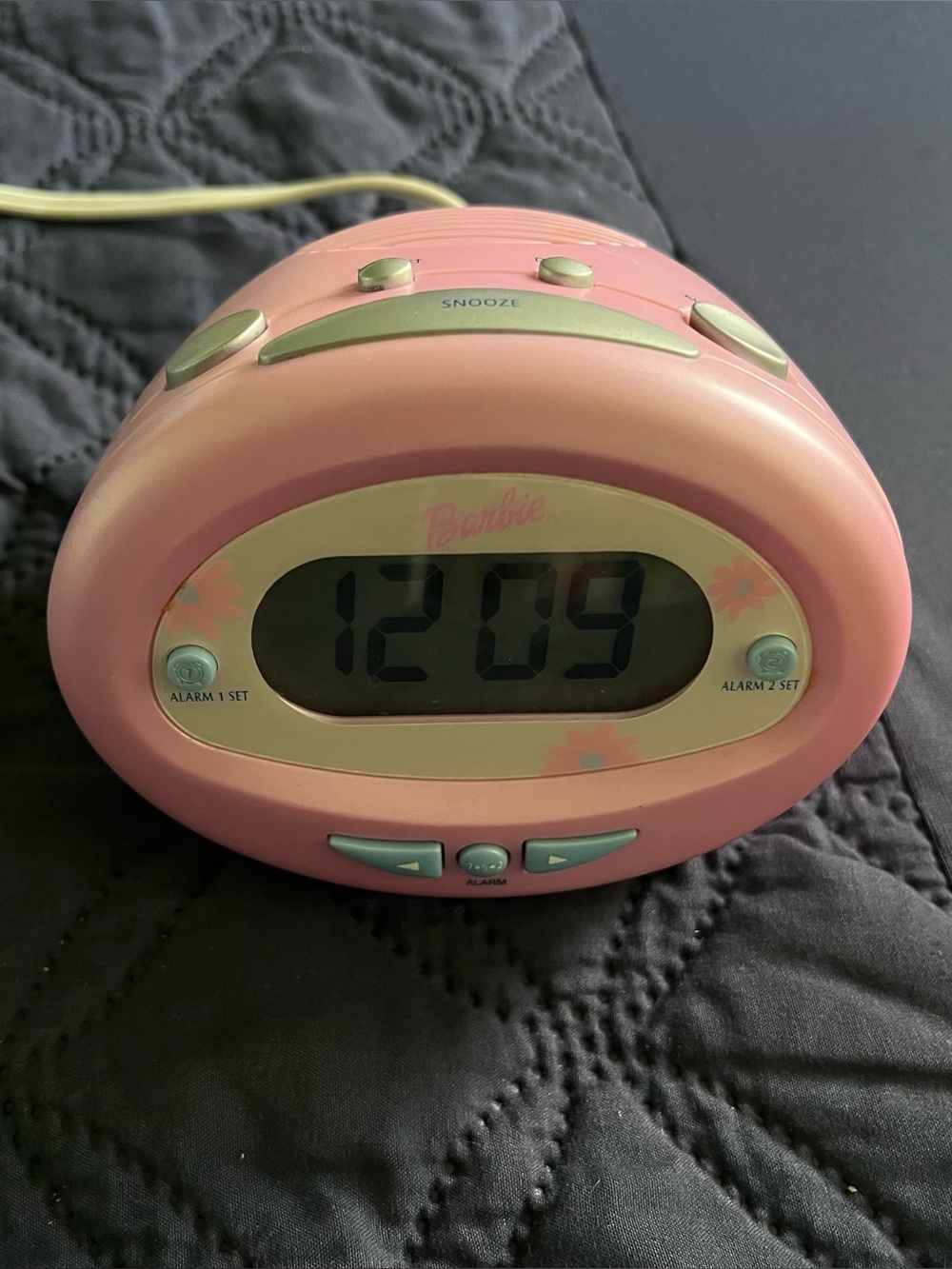 Y2K Barbie Alarm Clock Radio Pink with Flowers Tested Working 2002